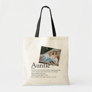 Tote Bag Définition de Tante Tatie Photo Personnalisée