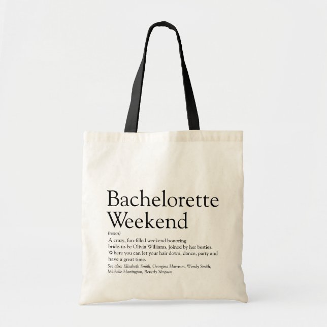 Tote Bag Définition de week-end de jeune fille personnalisé (Devant)