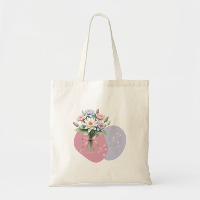 Tote Bag Delicate Larkspur Leo Constellation Romantique (Devant)