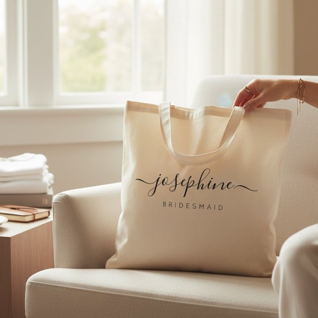 Tote Bag Demande de Demoiselle d'Honneur Personnalisée Nom  (Simple, modern bridesmaid personalized tote bag.)