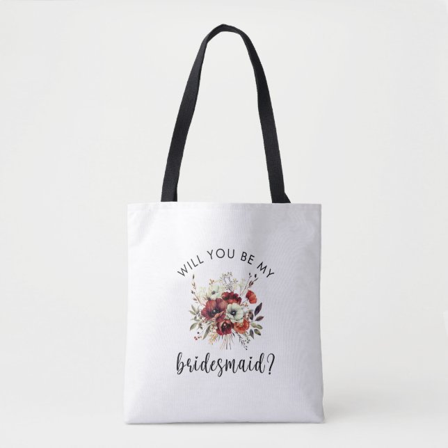 Tote Bag Demande de témoin Fleurs et note sincère (Devant)
