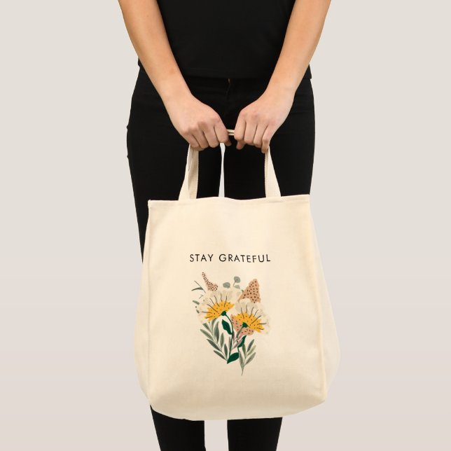 Tote Bag Demeurez Grateful Aesthétique Floral Affirmation C (Devant (produit))