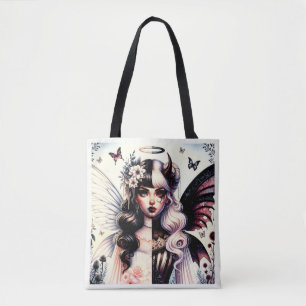 Tote Bag Demi Ange Diable Beauté Sombre Aile Brisée Fée