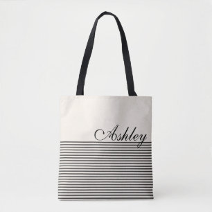 Tote Bag Demi-bandes Nom personnalisé