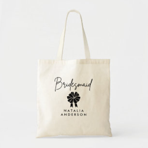 Tote Bag Demoiselle d'honneur à nœud noir Coquette minimali
