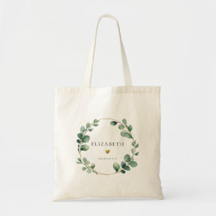 Tote Bag Demoiselle d'honneur au vert sauge d'eucalyptus
