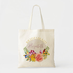 Tote Bag Demoiselle d'honneur avec un bouquet floral nommé