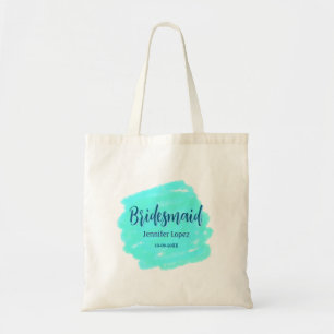 Tote Bag Demoiselle d'honneur bleu vert aquarelle ajoutez n