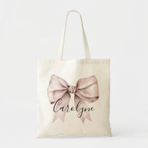 Tote Bag Demoiselle d'honneur coquette ruban rose nom perso