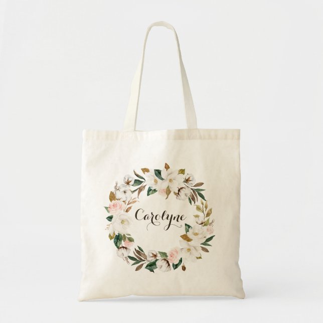 Tote Bag Demoiselle d'honneur de guirlande de coton de (Devant)