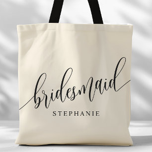 Tote Bag Demoiselle d'honneur écriture moderne crème ivoire