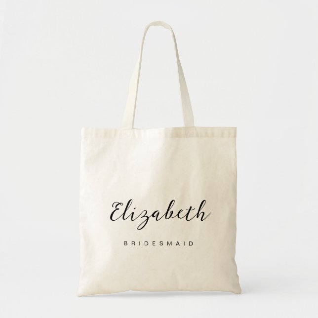 Tote Bag Demoiselle d'honneur | Écriture Moderne Minimalist (Devant)