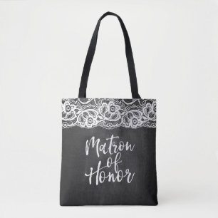 Tote Bag Demoiselle d'honneur en dentelle sur tableau noir