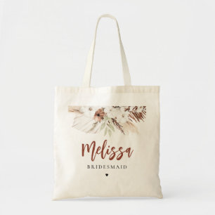 Tote Bag demoiselle d'honneur en terre cuite pampas