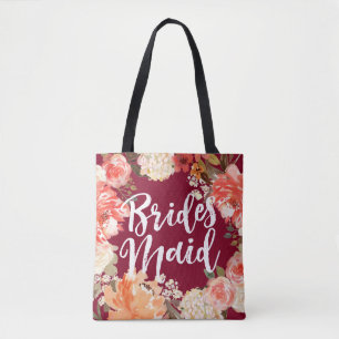 Tote Bag Demoiselle d'honneur florale de Bourgogne