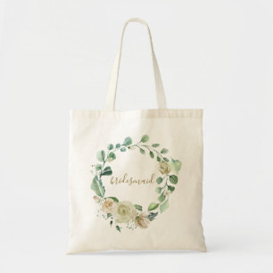 Tote Bag Demoiselle d'honneur Mariage Beige Rose Aquarelle 