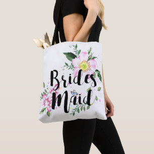 Tote Bag Demoiselle d'honneur Rose Floral Aquarelle Récepti