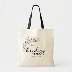 Tote Bag Demoiselle d'honneur rose tendre florale