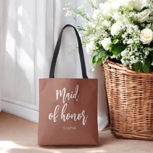 Tote Bag Demoiselle d'Honneur Terracotta Marron Mariage 