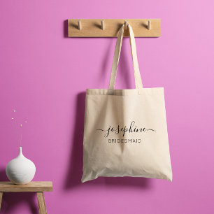 Tote Bag Demoiselle d'honneur violette avec nom personnalis