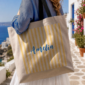 Tote Bag Demoiselles d'honneur modernes jaunes rayées