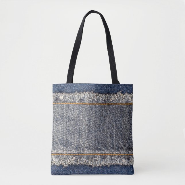 Tote Bag Denim Blue Jeans : Décontracté Double Patch (Devant)