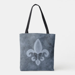 Tote Bag Denim Butterfleur Papillon bleu Fleur de Lis