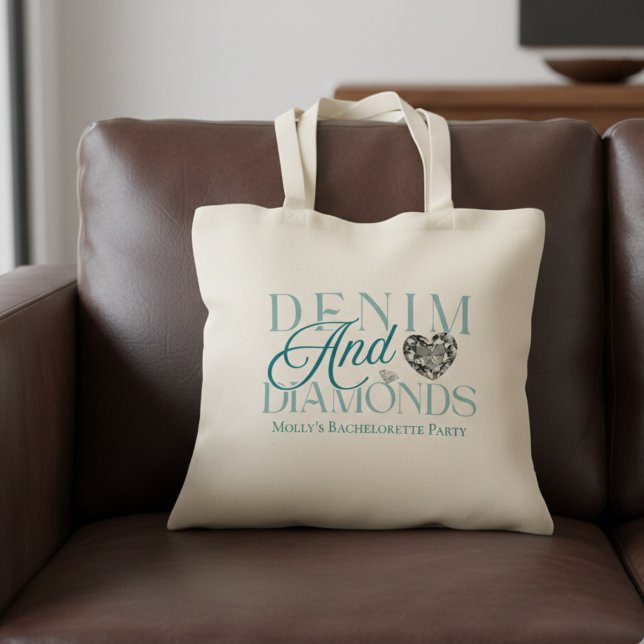 Tote Bag Denim et Diamants Enterrement de Vie de Jeune Fill (Denim and Diamonds Western Bachelorette Tote Bag)