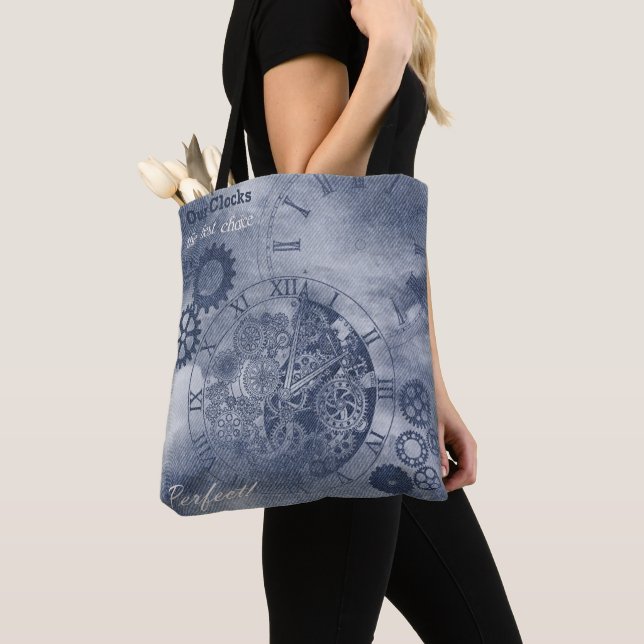 Tote Bag Denim Steampunk (De près)