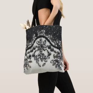 Tote Bag Dentelle de rhinocéros noir vintage glamour