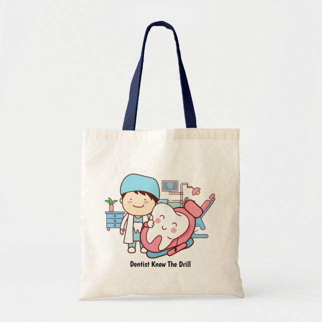 Tote Bag Dentiste Animé avec la dent (Devant)