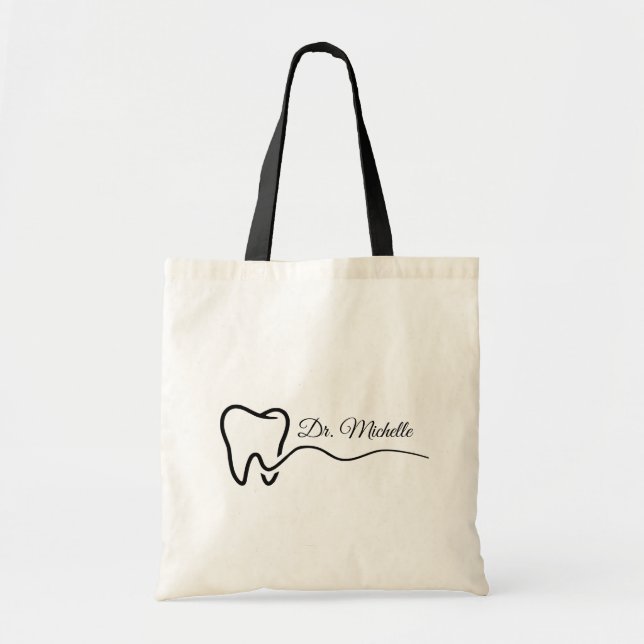 Tote Bag Dentiste personnalisé Bureau Dental Toit Blanche (Devant)