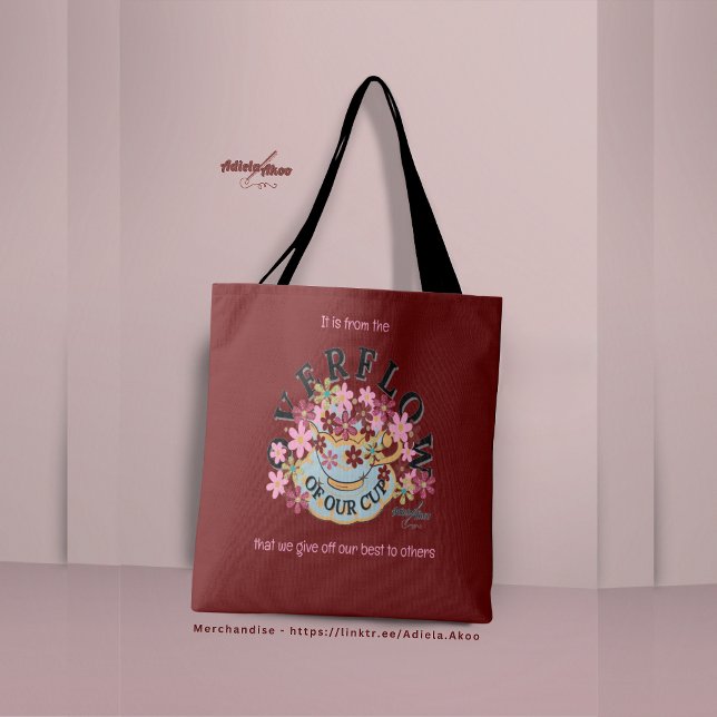 Tote Bag DÉPASSEMENT Red Fourre-tout - Adiela Akoo (Overflow Tote: 'It is from the overflow of our cup that we give off our best to others' -Adiela Akoo)