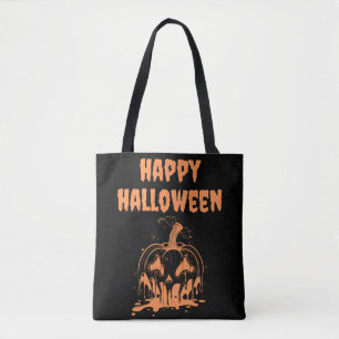 Tote Bag Déplaisant Fondre Orange Citrouille Happy Hallowen