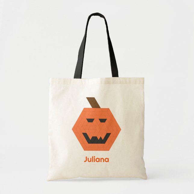 Tote Bag Déplaisant Jack-o-Lantern Orange Nom Trick-or-Trea (Devant)