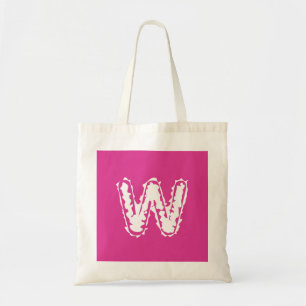 Tote Bag Déplaisant Monogramme blanc sur rose