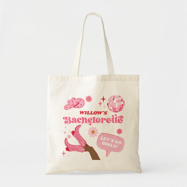 Tote Bag Dernier Disco Rodeo Faveur de fête de Bachelorette (Devant)