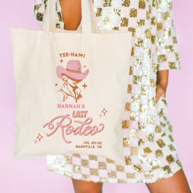 Tote Bag Dernier Rodéo Cowgirl Rétro Enterrement de Vie de  (last rodeo bachelorette tote bag)