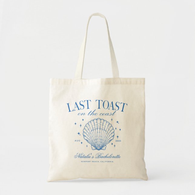 Tote Bag Dernier toast sur la Côte Bachelorette Party Blue (Devant)