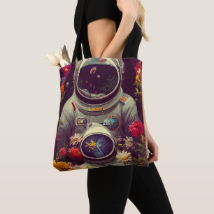 Tote Bag Des astronautes colorés dans l'espace avec des fle