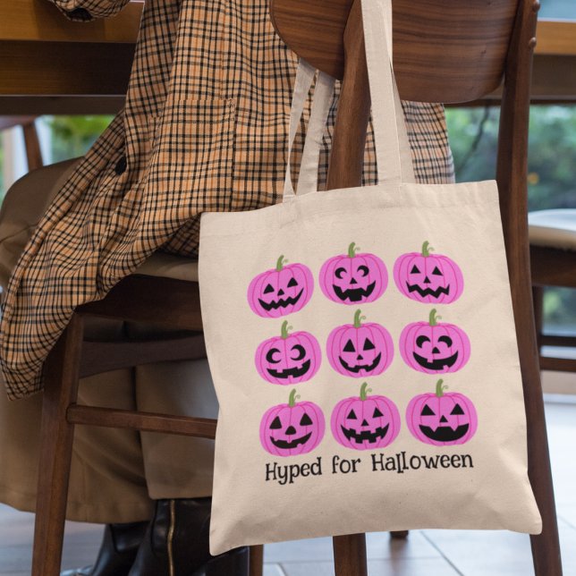 Tote Bag Des Citrouilles roses à la mode pour Halloween (This item is for display purposes only to illustrate the design element. )