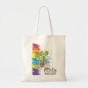 Tote Bag Des fragments de Cactus colorés d'amour