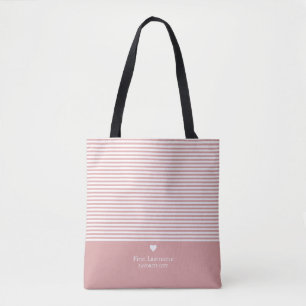 Tote Bag Des rayures modernes avec un Monogramme cardiaque