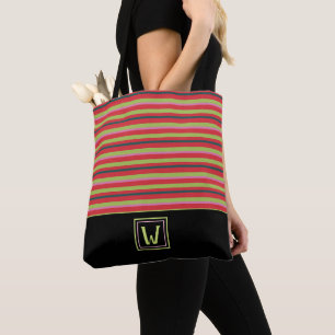 Tote Bag Des rayures modernes avec un monogramme élégant
