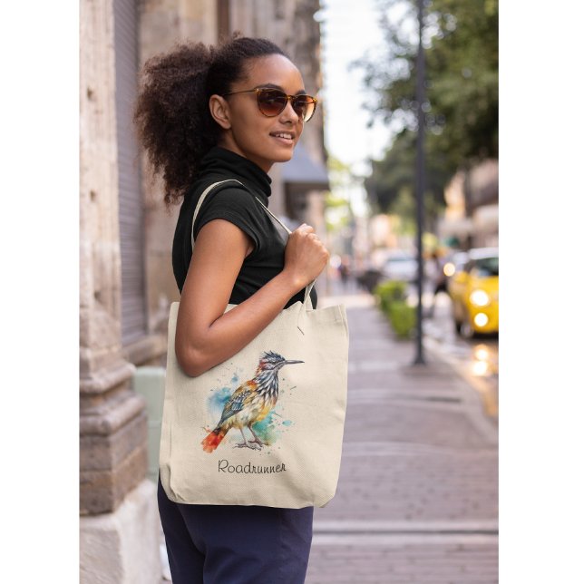 Tote Bag Desert Spirit, Roadrunner en Aquarelle, coutume (Créateur téléchargé)