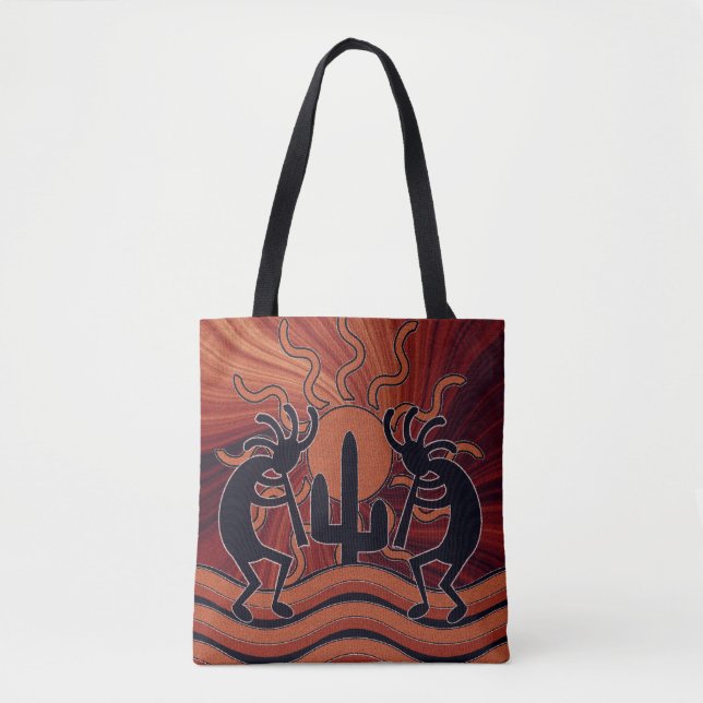 Tote Bag Desert Sun Cactus Design sud-ouest Kokopelli (Devant)