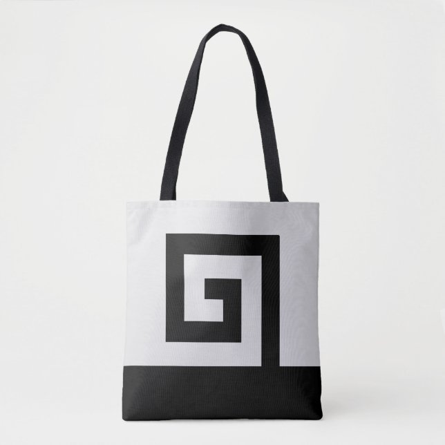 Tote Bag Design abstrait hélicoïdal en noir et presque blan (Devant)