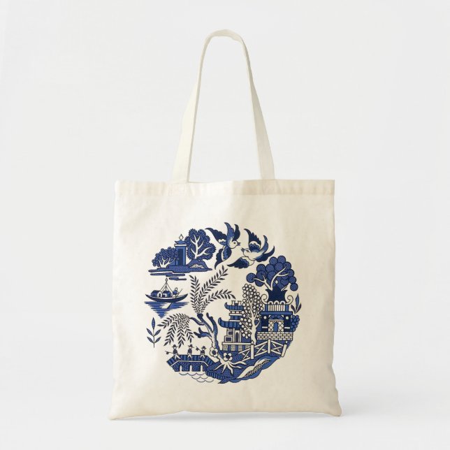 Tote Bag Design classique de la Chine de saule bleu (Devant)