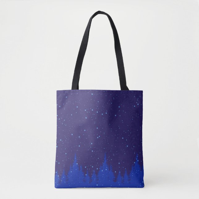 Tote Bag Design de Noël Monochromatique Motoneige bleu (Devant)