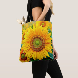 Tote Bag Design de sérénité du terrain de tournesol doré